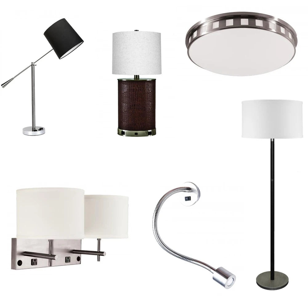 Hotel Dark Bronze Floor Lamps with White Linen Shade