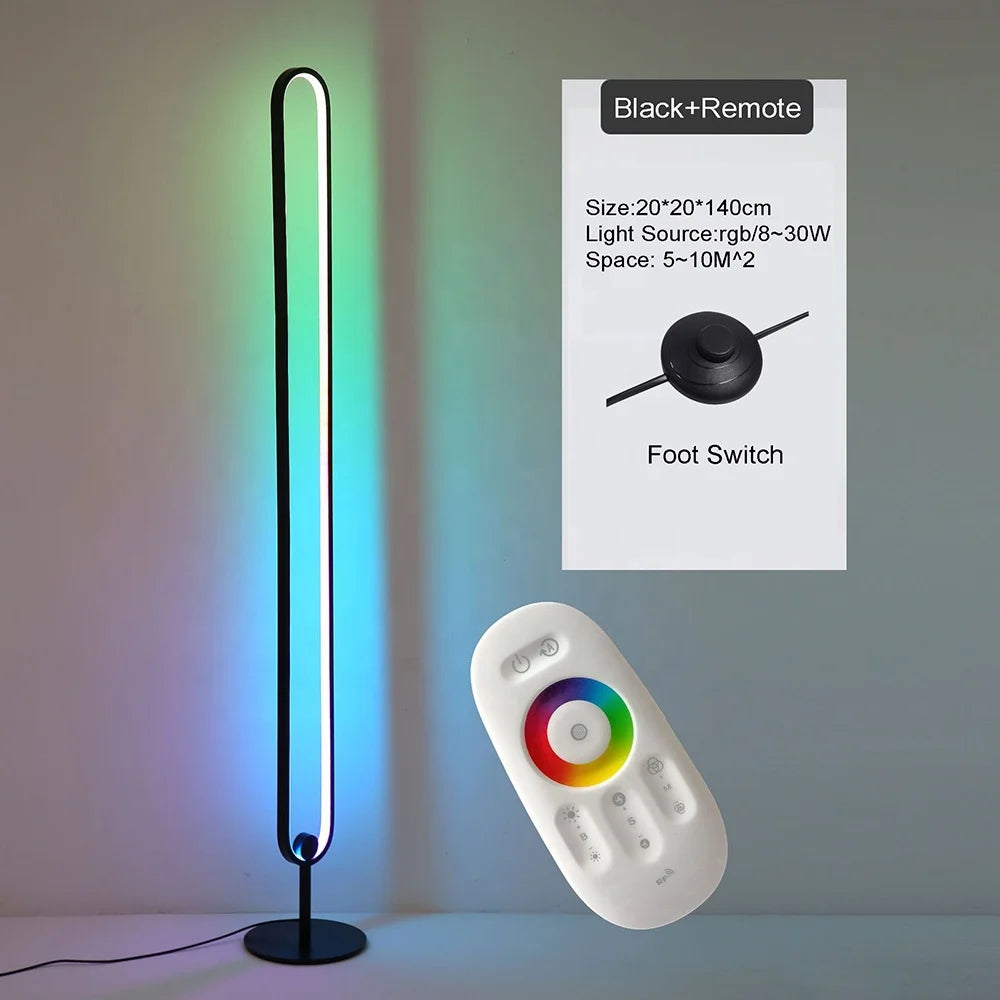 App-Controlled RGB LED U-Shaped Floor Lamp with Stepless Dimming for Home Decor in Living Room Bedroom Indoor Use