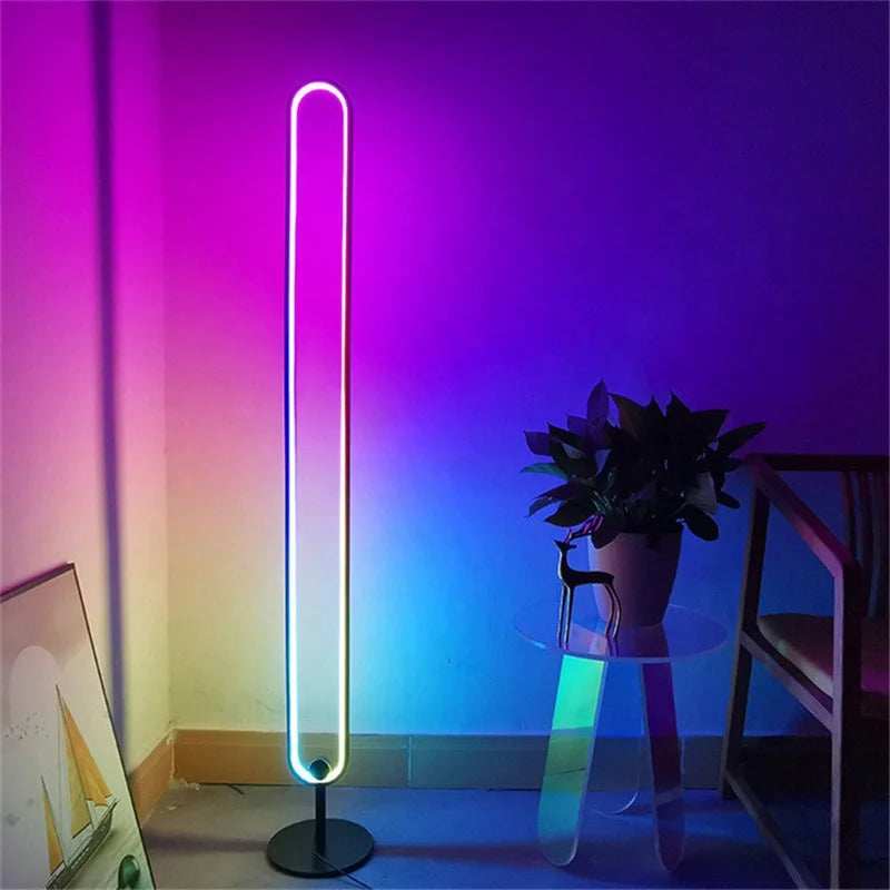 App-Controlled RGB LED U-Shaped Floor Lamp with Stepless Dimming for Home Decor in Living Room Bedroom Indoor Use