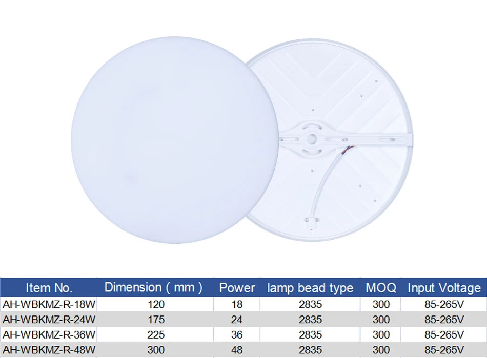 Most Popular Surface Indoor Home Office Round Aluminum 18w 24w 36w 48w Smd Frameless Led Panel Light