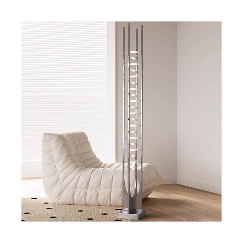 Corner Nordic Creative Arc Stainless Steel Hollow Minimalist Hotel Living Room Post Modern Floor Light Standing Led Floor Lamp