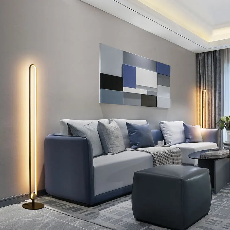 HFBH Nordic Modern Circle Standing Metal Led Rgb Corner Floor Lamp With Remote Control 2025