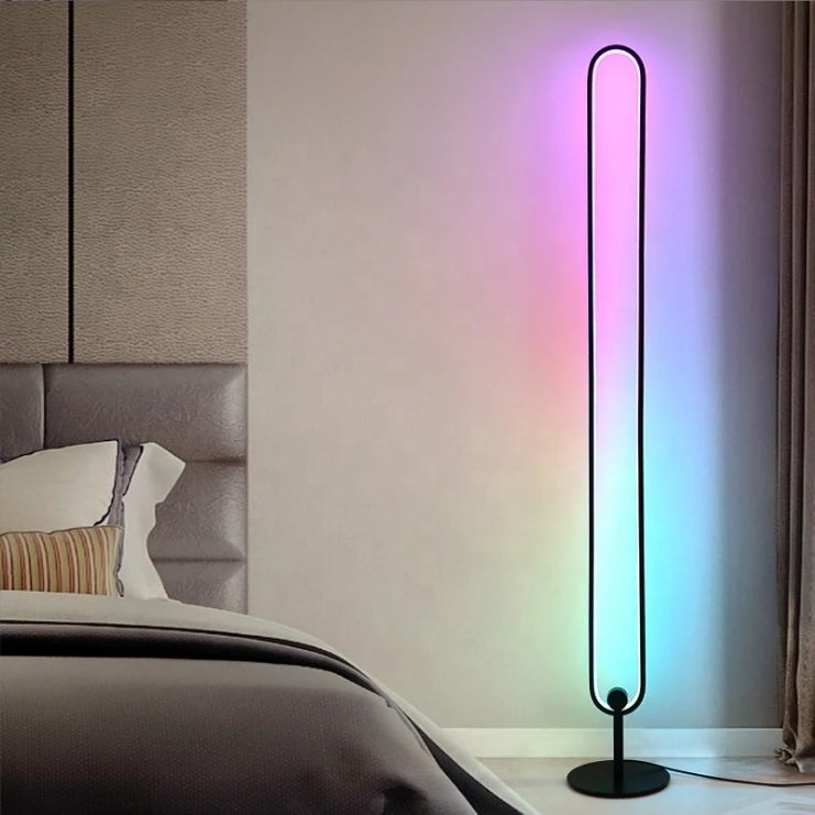 App-Controlled RGB LED U-Shaped Floor Lamp with Stepless Dimming for Home Decor in Living Room Bedroom Indoor Use