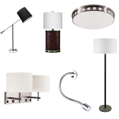 Hotel Dark Bronze Floor Lamps with White Linen Shade