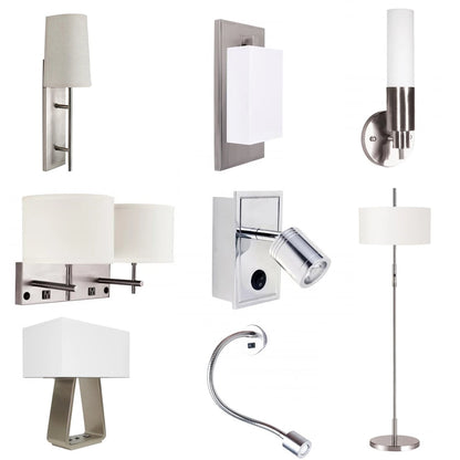 Hotel Dark Bronze Floor Lamps with White Linen Shade