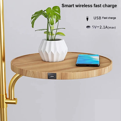 Luxury Living Room Sofa Floor Lamp with Wireless Rechargeable Table Minimalist Bedroom Bedside Lamp Marble Base Standing Lamp