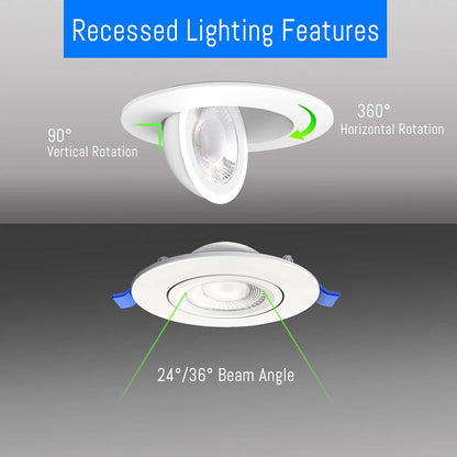 5CCT Selectable Indoor Outdoor LED Directional Gimbal Recessed Ceiling Downlight Wet Location