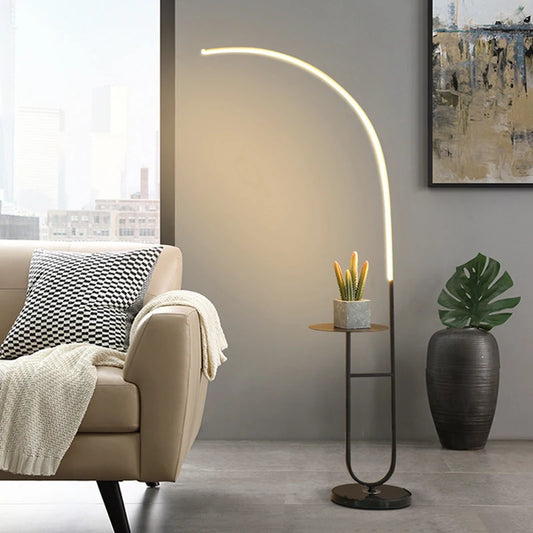 Simple Arc Home Decorative Curved Shape Led Aluminum Table Floor Lamp for Hotel Bedside Living Room