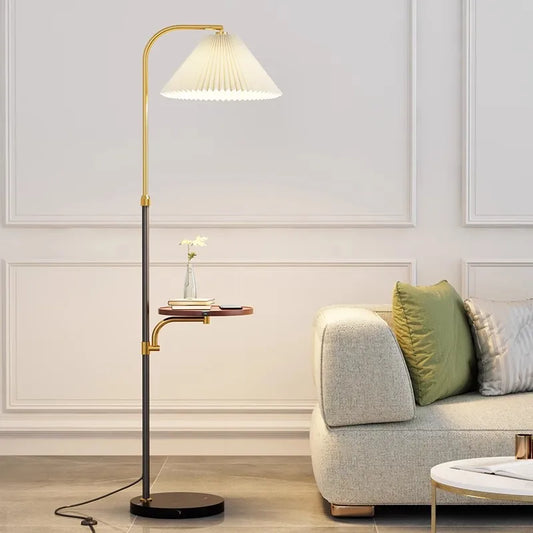 Luxury Living Room Sofa Floor Lamp with Wireless Rechargeable Table Minimalist Bedroom Bedside Lamp Marble Base Standing Lamp