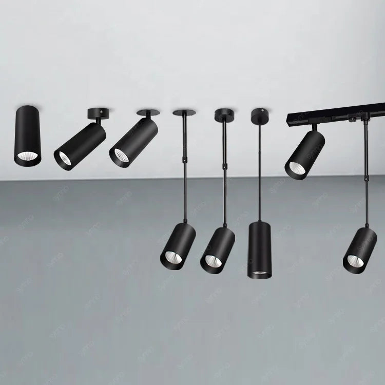 Multiple Installation Methods Surface Mounted LED Downlights Cylinder Hanging  Down Light Led Pendant Light Rail Track Spotlight
