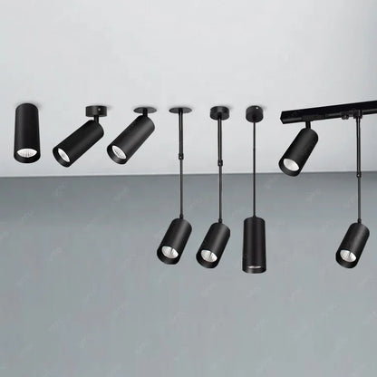 Multiple Installation Methods Surface Mounted LED Downlights Cylinder Hanging  Down Light Led Pendant Light Rail Track Spotlight