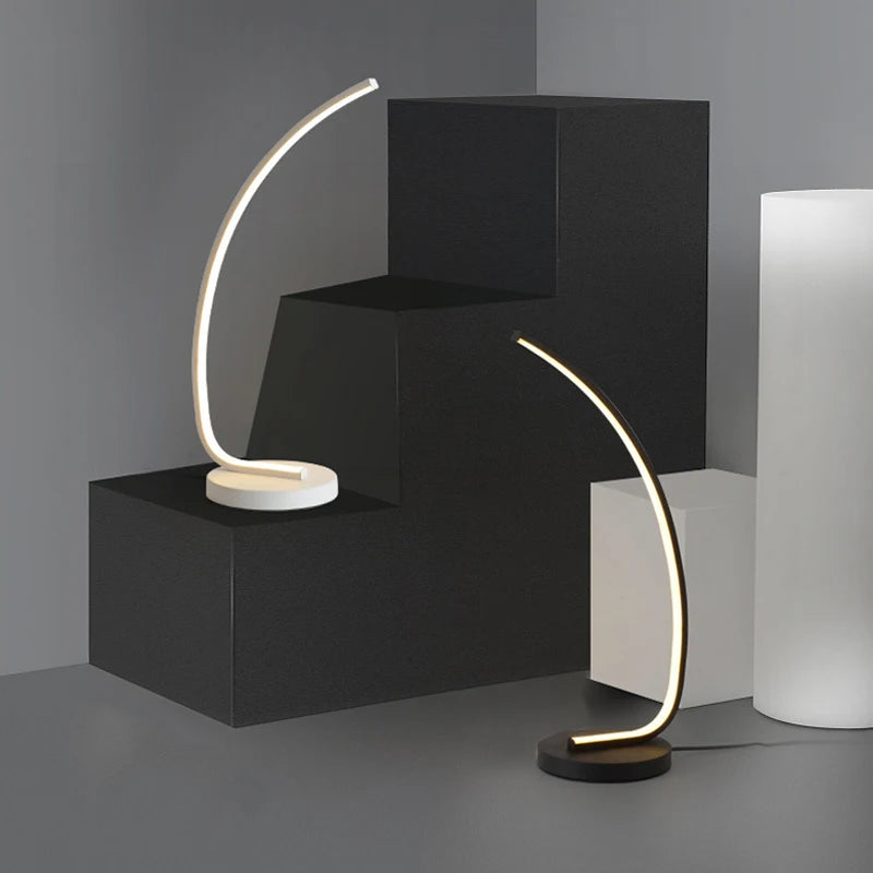 Simple Arc Home Decorative Curved Shape Led Aluminum Table Floor Lamp for Hotel Bedside Living Room