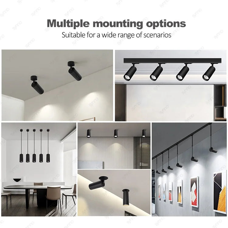 Multiple Installation Methods Surface Mounted LED Downlights Cylinder Hanging  Down Light Led Pendant Light Rail Track Spotlight
