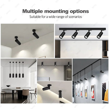 Multiple Installation Methods Surface Mounted LED Downlights Cylinder Hanging  Down Light Led Pendant Light Rail Track Spotlight
