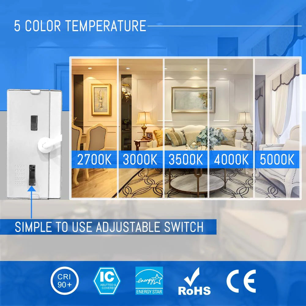 5CCT Selectable Indoor Outdoor LED Directional Gimbal Recessed Ceiling Downlight Wet Location
