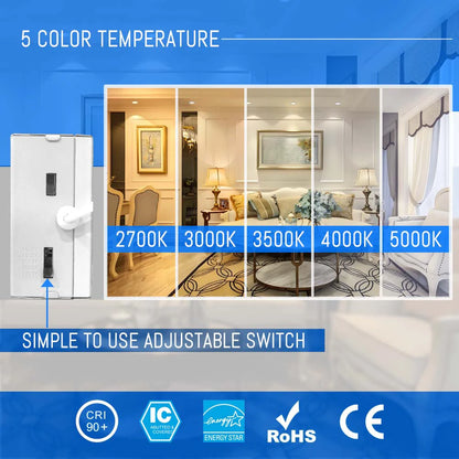 5CCT Selectable Indoor Outdoor LED Directional Gimbal Recessed Ceiling Downlight Wet Location
