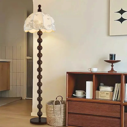 Fabric Lampshades Living Room Sofa Wholesale of Chinese Style Floor Lamps Hotel Bedroom Solid Vertical Retro Walnut Floor Lamps