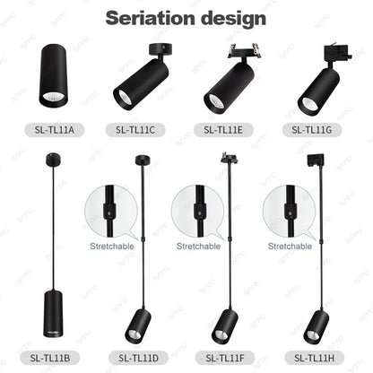 Multiple Installation Methods Surface Mounted LED Downlights Cylinder Hanging  Down Light Led Pendant Light Rail Track Spotlight